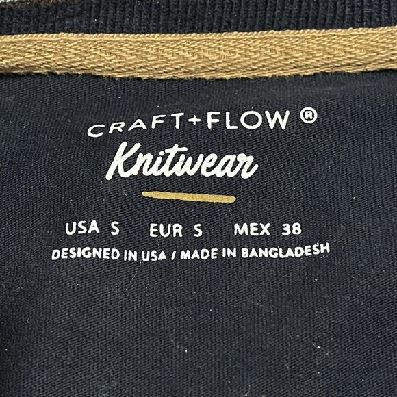 Craft Flow Shirt Mens Medium Blue Navy Modern Geometric Bird Dots Print Knitwear - Picture 2 of 7